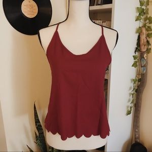 red scallop cut tank | s